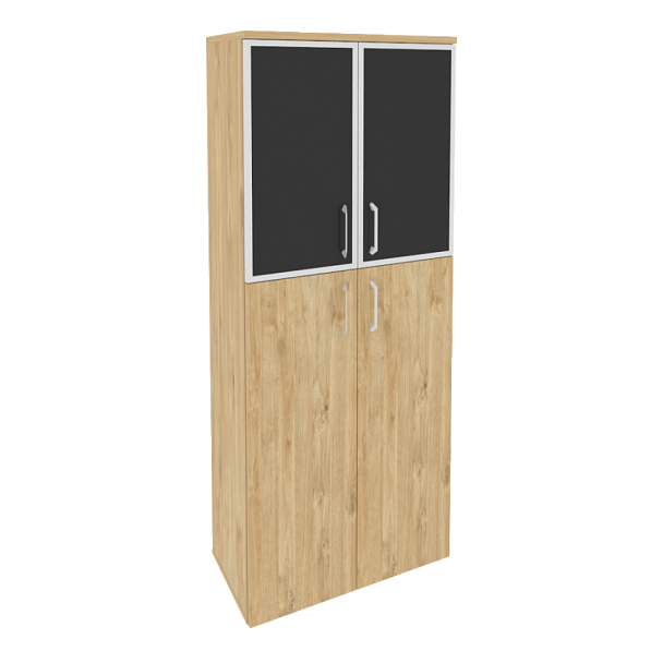 Onix Шкаф высокий широкий O.ST-1.7 R black Тиквуд светлый/Стекло black 800*420*1977 - Вид 1