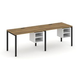 Concept Рабочая станция односторонняя с подвес. тумбами 2 места CN.ORS-106 Сандал Янтарный/Белый Бриллиант/Металл Черный 2360*720*750 - Фото предпросмотра