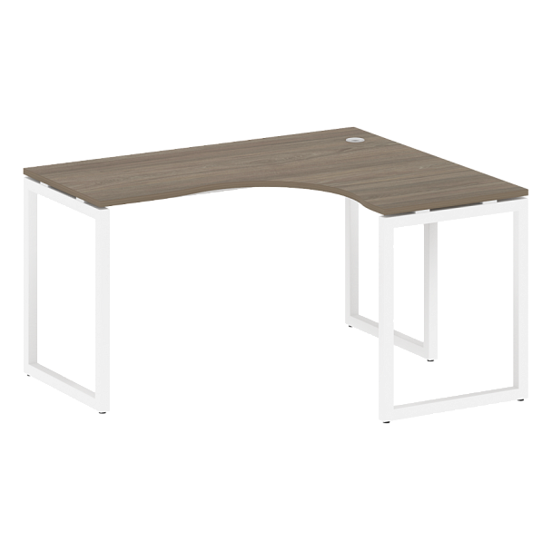 Metal System Quattro Стол криволинейный правый на О-образном м/к 40БО.СА-3 (R) Вяз/Белый металл 1400*1200*750 - Вид 1