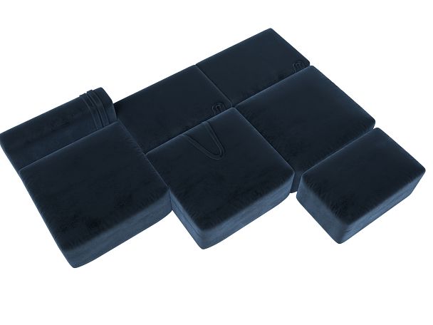 Диван угловой модульный с пуфом Лига-060 НПБ Лонг угол универсальный Велюр синий - Вид 8