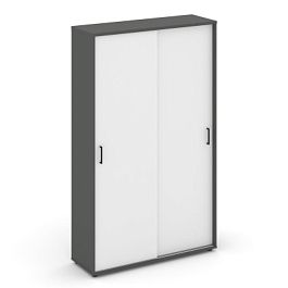 Стайл Проджект Шкаф-купе с полками SN.SHK.E-001 Антрацит/Антрацит/Белый/Черный Ручки 1200*400*1982 - Фото предпросмотра