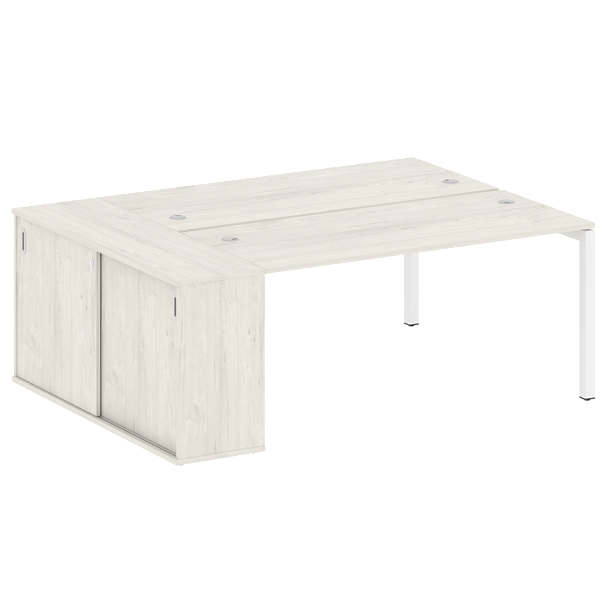Metal System Quattro Р. ст. с шкафом-купе на П-образном м/к 50БП.РС-СШК-1.4 Т Дуб наварра/Белый металл 2010*1475*750 - Вид 1