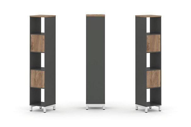 Стайл Проджект Набор стеллажа 1 сторон., 5 яр. SN.NS-511 Антрацит/Дуб Табак/Металл Белый 387*400*198 - Вид 1