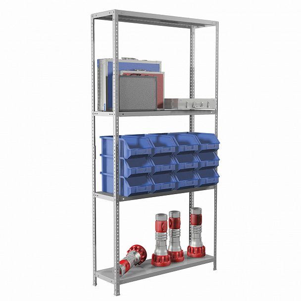 Стеллаж металлический BRABIX "MS KD-180/30/70-4", 1800х700х300 мм, 4 полки, сборная стойка, 291112, S240BR123402 - Вид 4