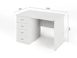 UNITY РС07-12 L Белый Стол однотумбовый Левый 1200х700х750 - Фото предпросмотра