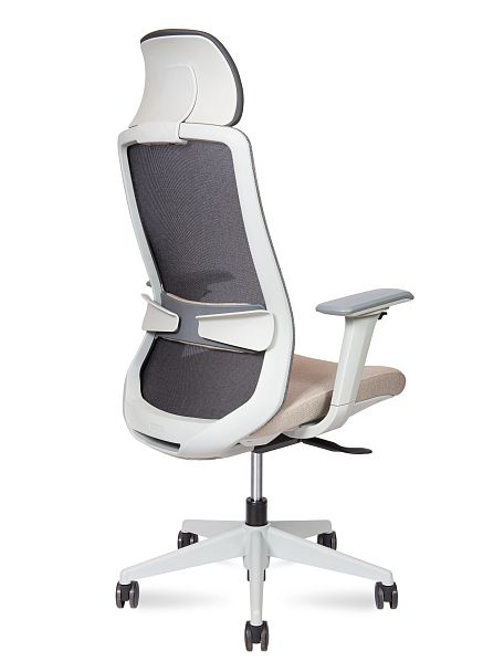 Кресло офисное / Como grey beige / серый пластик / бежевая ткань / серая сетка - Вид 3