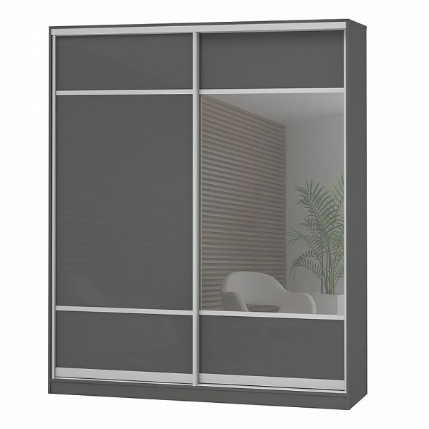 Шкаф Дерби 1965 ДСП-ЗР "Шкафы-купе" ПК-ДЕБ-Ш215Х197ДСЗ/1-В1-73 темно-серый - Вид 1