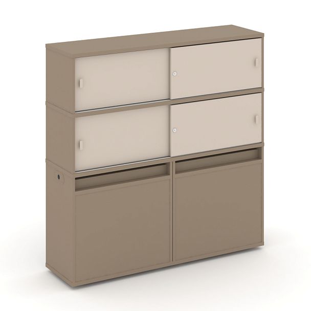 Estetica Набор №2. Тумба двойная+высокая надставка ES.NB.2V-2 Латте/Капучино 1500*410*1520 - Вид 1