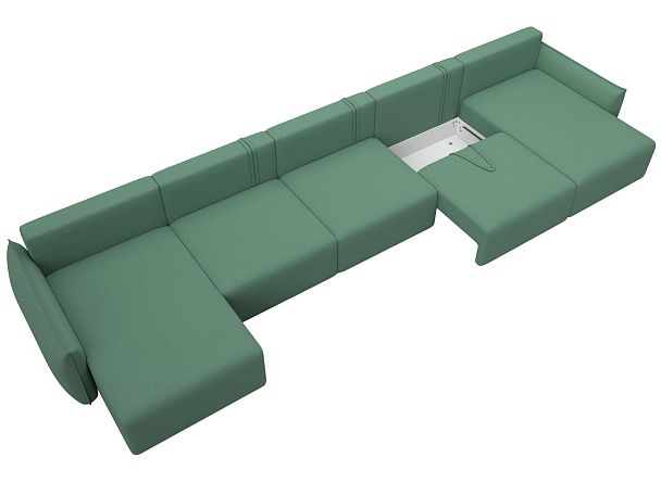 Диван п-образный Лига-051 НПБ МегаЛонг Рогожка зеленый - Вид 7