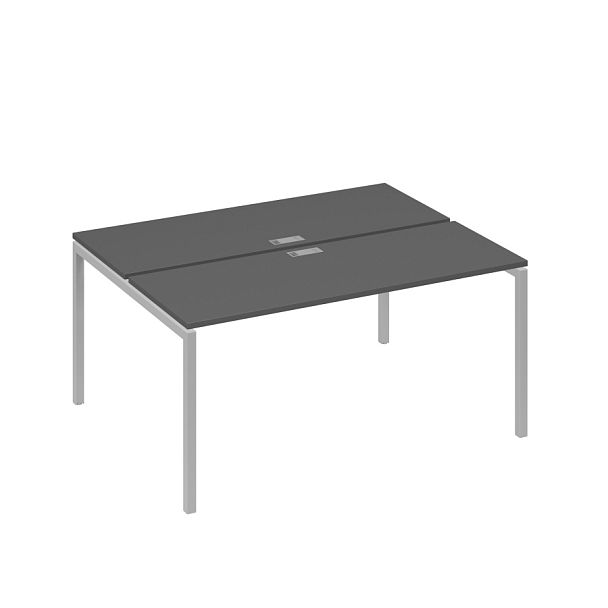 Рабочая станция 2х160 на опорах DUE A4 А4 Б2 172 БП антрацит премиум / металлокаркас серый - Вид 1