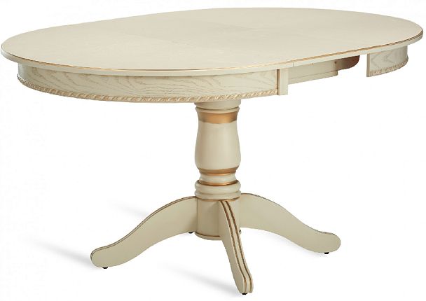 Стол деревянный раздвижной Вэлт D100(140)х100х76 Слоновая кость с золотой патиной - Вид 2