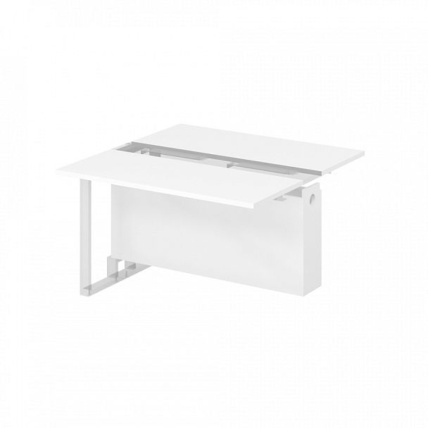 Центральный модуль 120 переговорного стола на промежуточных опорах "Компьютерные столы"  ПК-ФРМ-СТГ120Х120/Ц-В2-76 белый - Вид 1