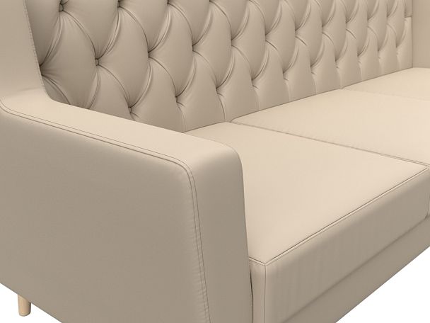 Прямой диван Брайтон 3 Люкс (полностью экокожа бежевая) - Вид 4
