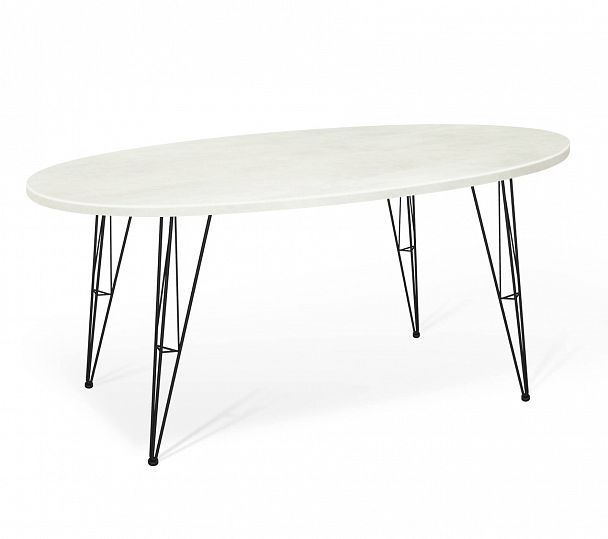 Стол Sheffilton SHT-TU10/120-80 МДФ овальный черный муар/бетон крем - Вид 1