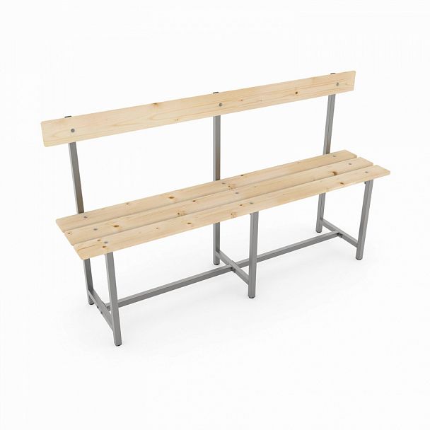 Скамья со спинкой деревянная на металлокаркасе "СТ 5", 1500х350х860 мм - Вид 1