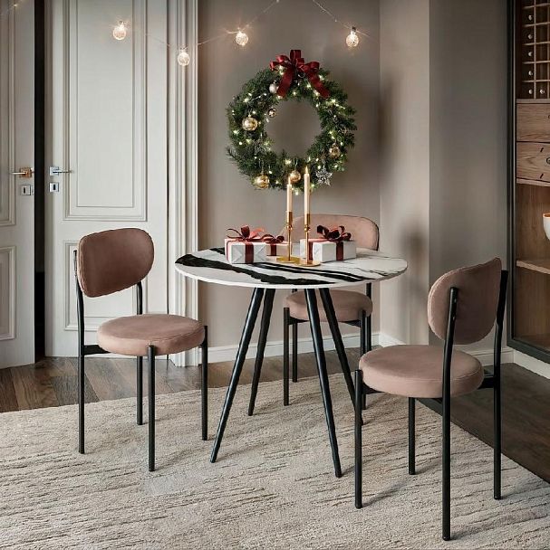 Стол круглый Nick 90, керамика глянцевая Panda White - Вид 4