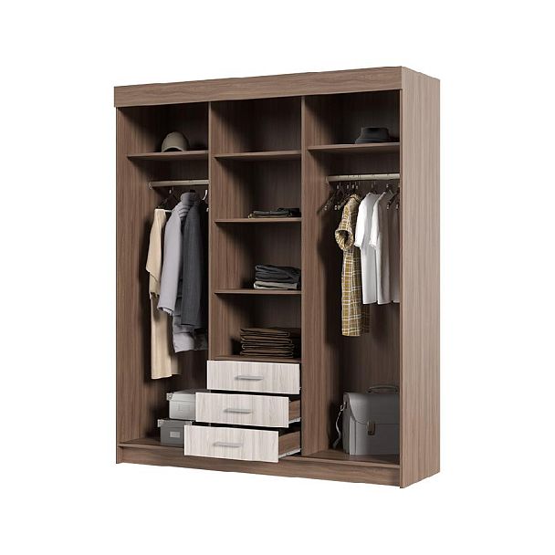 Андрей-1 шкаф-купе (1700*2100*580 мм) ясень шимо темный/ясень шимо светлый - Вид 2