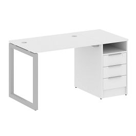 Metal System Quattro Р. ст. с тумбой на О-образном м/к 50БО.РС-СТП-1.1 Белый/Серый металл 1412*720*750 - Фото предпросмотра