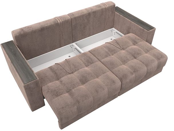 Диван прямой с декором Лига-049 НПБ Велюр бежевый - Вид 8