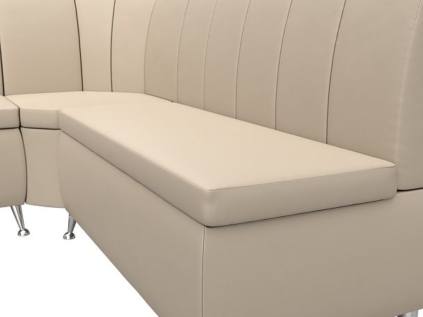 Кухонный угловой диван Кантри левый (полностью экокожа бежевая) - Вид 4