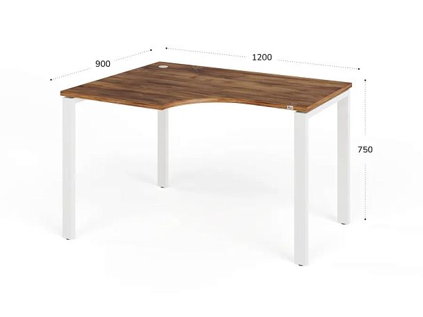 TANDEM RTD072-MK-120L-SH Стол угловой на металлокаркасе левый 1200х900х750 Таксония шоколадная/Белый - Вид 2