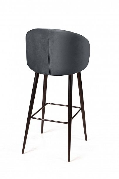 Стул барный Mont Blanc, бархат светло-серый 26 / черный конус - Вид 5