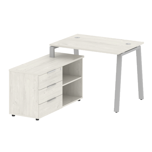 Metal System Р. ст. с тумбой на А-образном м/к БА.РС-СТС-2.1 (L) Дуб наварра/Серый металл 1100*1520*750 - Вид 1