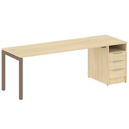 Metal System Quattro Р. ст. с тумбой на П-образном м/к 50БП.РС-СТП-1.5 Акация/Мокко металл 2212*720*750 - Фото предпросмотра