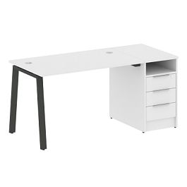 Metal System Р. ст. с тумбой на А-образном м/к БА.РС-СТП-1.2 Белый/Антрацит металл 1612*720*750 - Фото предпросмотра