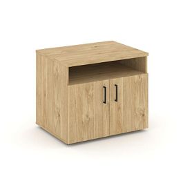 Стайл Проджект Тумба для оргтехники/сервисная SN.TS-001 Тиквуд Светлый/Черный Ручки 796*600*680 - Фото предпросмотра