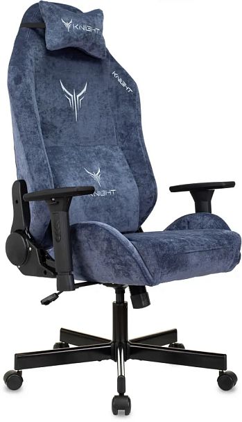 Кресло игровое Knight N1 Fabric синий Light-27 с подголов. крестов. металл - Вид 1