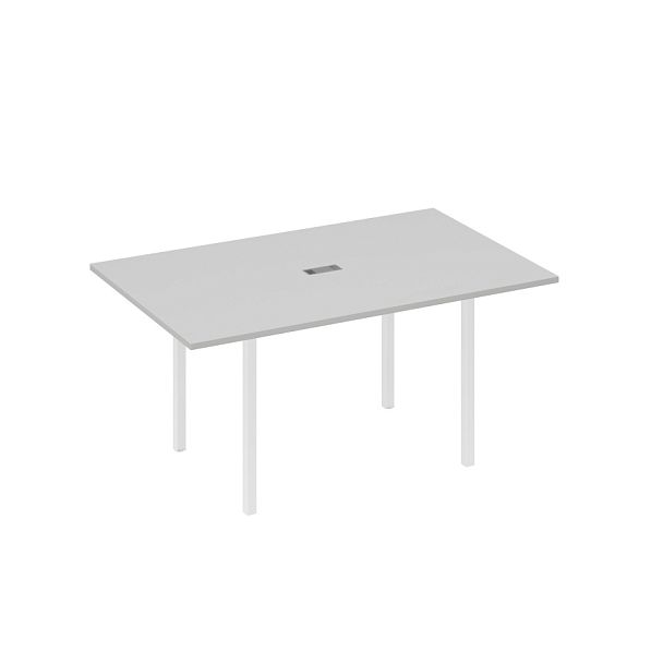 Стол для переговоров 160 прямой на каркасе DUE A4 А4 Б2 121 БП серый / металлокаркас белый - Вид 1
