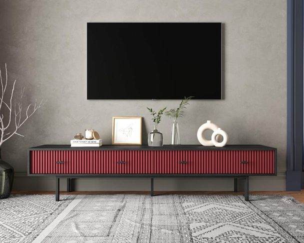 Комод с четырьмя ящиками под TV Emerson арт EM06/red/L - Вид 5