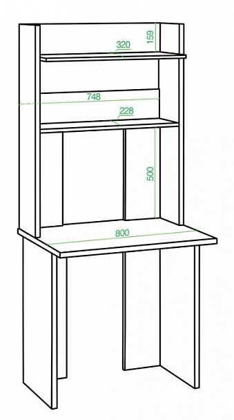 Стол компьютерный Нельсон Lite СКЛ-Прям80+НКЛХ 80 Белый - Вид 2