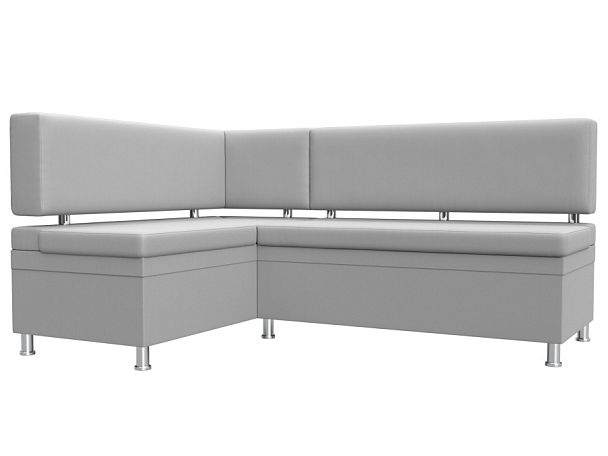 Кухонный уголок Стайл левый (полностью экокожа белая) - Вид 1