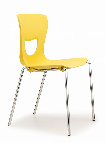 Стул PLUTO (4 ножки) каркас хром, желтый - Вид 1