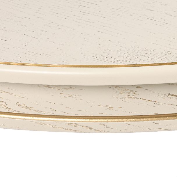 Обеденная группа стол Арей 160(210)х90х76 Слоновая кость с золотой патиной и 6 стульев Арктос Слоновая кость с золотой патиной/Бежевый жаккард - Вид 6