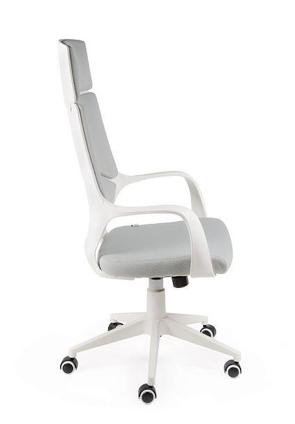 Кресло офисное / IQ / (white+grey) белый пластик / серая ткань - Вид 4