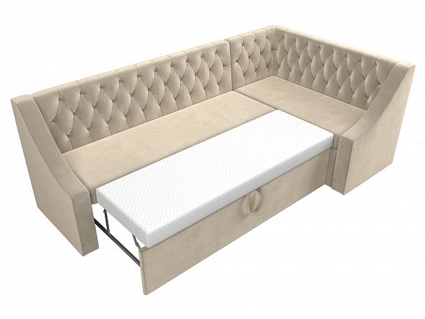 Кухонный угловой диван Мерлин правый (полностью микровельвет бежевый) - Вид 7
