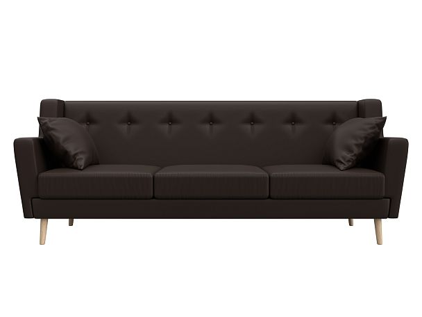 Прямой диван Брайтон 3 (полностью экокожа коричневая) - Вид 2