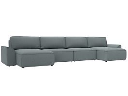 Диван п-образный Лига-048 НПБ лонг Рогожка серый - Фото предпросмотра