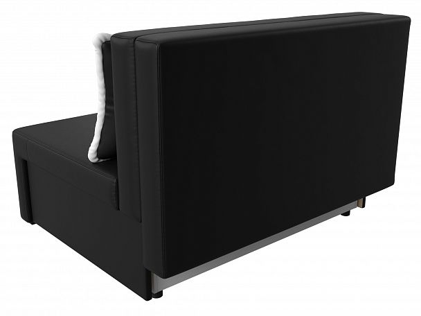 Диван прямой Лагуна (полностью экокожа черная, кант экокожа белая) - Вид 6