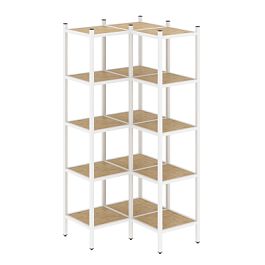 Loft Угловой внутренний стеллаж наборный VR.L-32 Тиквуд светлый/Белый металл 862*862*1869 - Фото предпросмотра