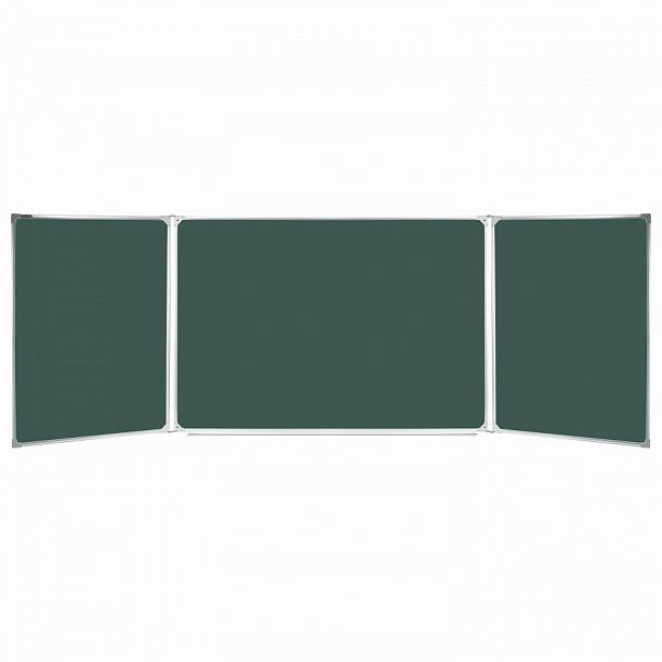 Доска для мела магнитная 3-х элементная 100х150/300 см, ДОПОЛНИТЕЛЬНАЯ ЛИНИЯ/КЛЕТКА, зеленая, BRAUBERG, 236972 - Вид 1