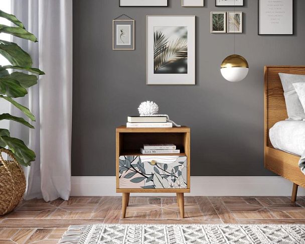 Тумбочка Berber с одним ящиком 50 принт арт BB06/Print_50, разноцветная - Вид 4