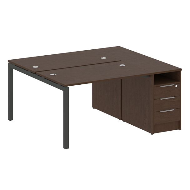 Metal System Quattro Р. ст. с тумбой на П-образном м/к 50БП.РС-СТП-2.2 Венге/Антрацит металл 1612*1475*750 - Вид 1