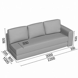 (gog-ds1p) Диван-кровать Гогленд с одним подлокотником - Фото предпросмотра