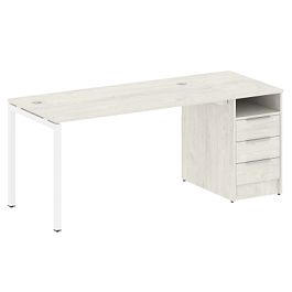 Metal System Quattro Р. ст. с тумбой на П-образном м/к 40БП.РС-СТП-1.3 Дуб наварра/Белый металл 1812*720*750 - Фото предпросмотра