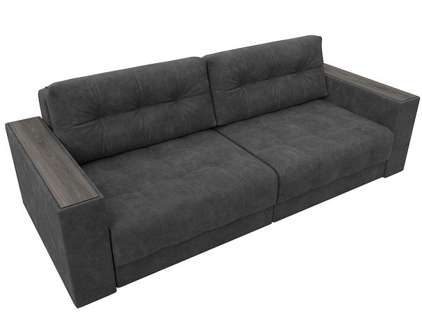 Диван прямой с декором Лига-049 НПБ Велюр серый - Вид 6