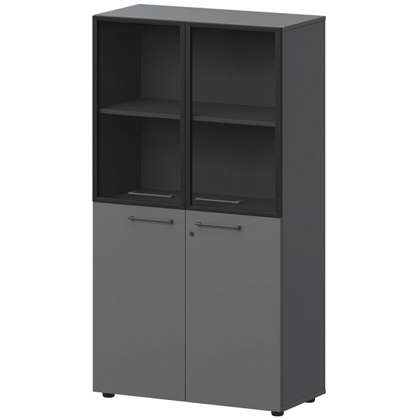 Шкаф высокий комб. СМШ48.28F.28RS Графит 792x380x1595 Кортез - Вид 1